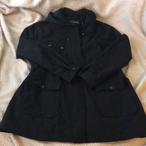 Black waterproof trench style jacket